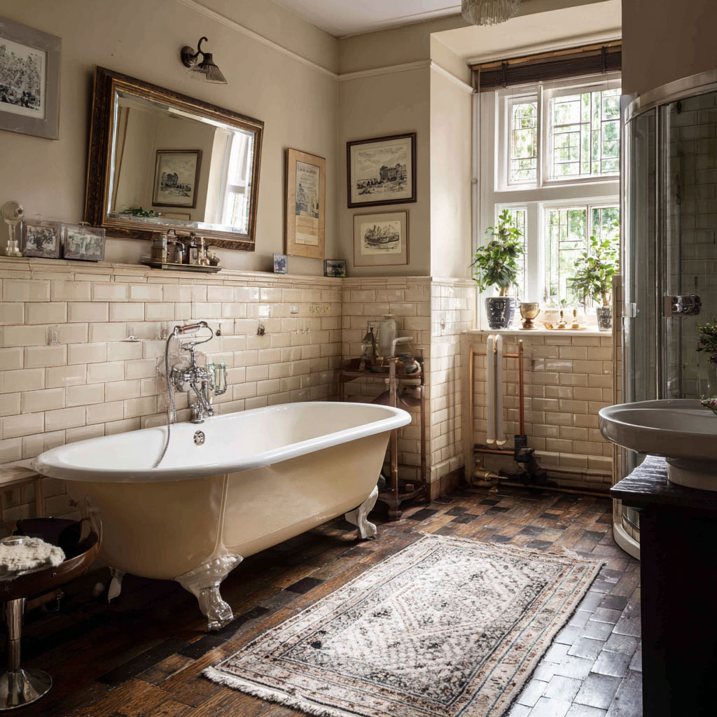 Image showing complete bathroom with victorian features - taken post plumbing job in Chester