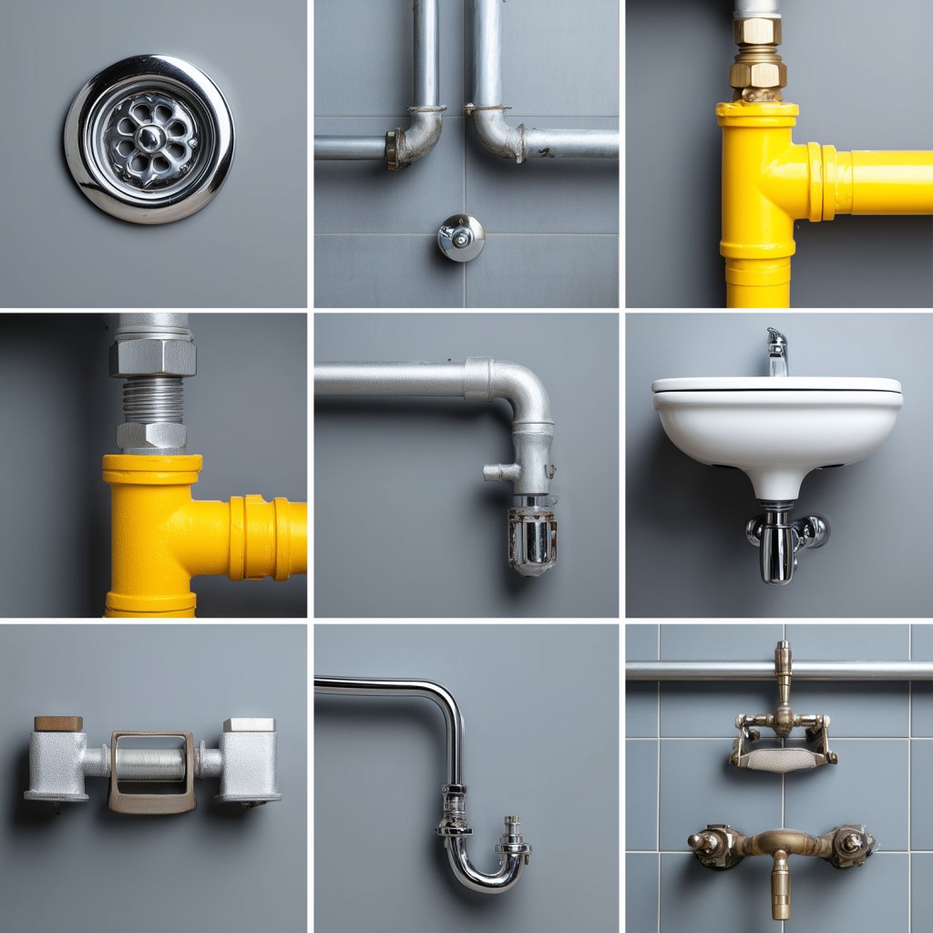 Image displays collage of plumbing objects - taken within Chester and Ellesmere Port area